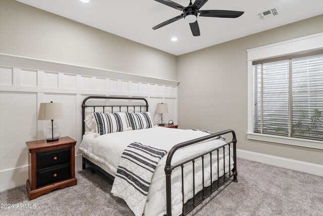 bedroom with carpet and ceiling fan