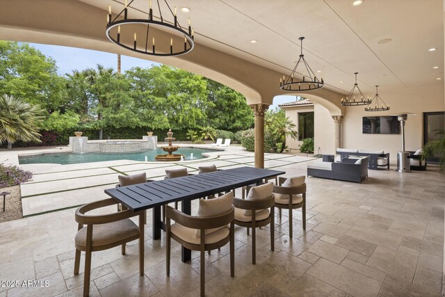 6852 E Fanfol Dr, Paradise Valley, AZ 85253 - view of patio / terrace featuring an outdoor pool and an outdoor hangout area