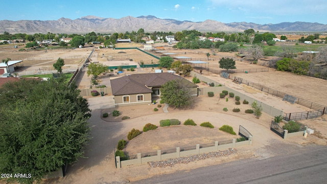 bird's eye view with a mountain view and a rural view