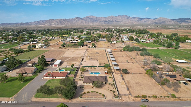 drone / aerial view featuring a mountain view