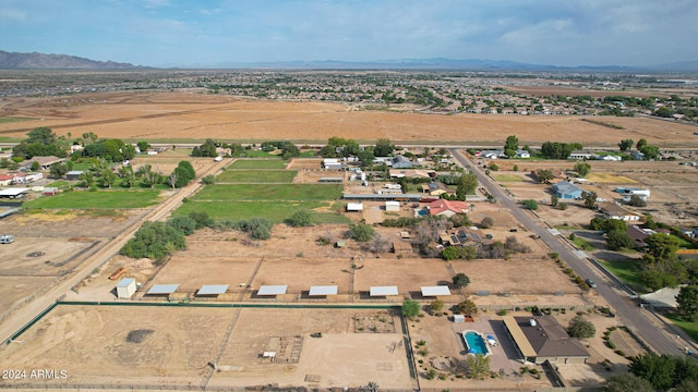 bird's eye view with a mountain view and a rural view