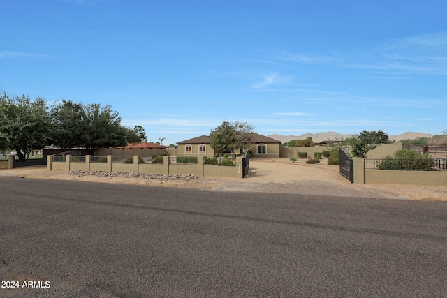 view of front facade with a mountain view