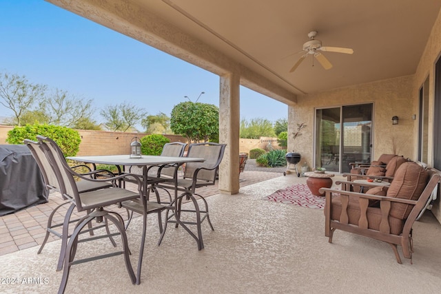 view of patio / terrace with ceiling fan