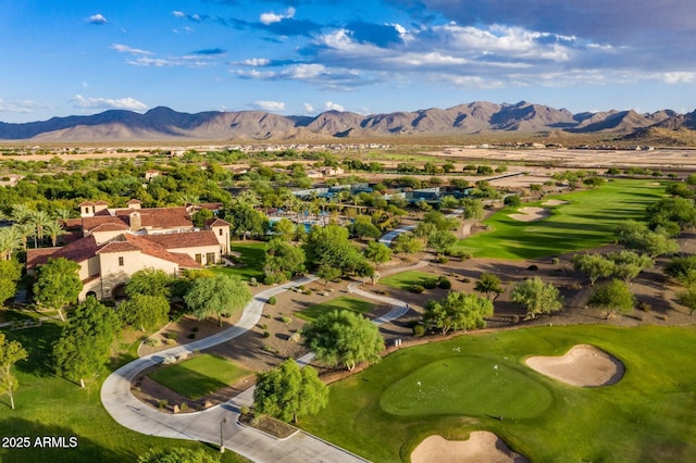 birds eye view of property with a mountain view