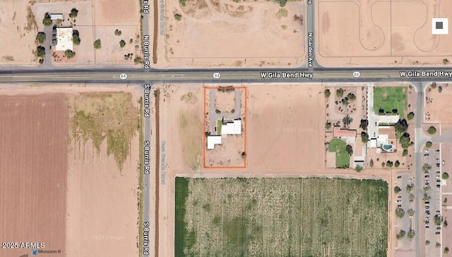 aerial overview of property's location with property boundaries highlighted