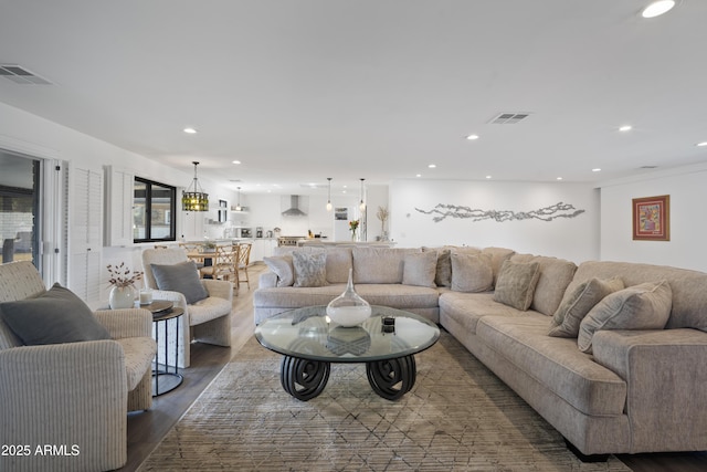 living room featuring wood-type flooring