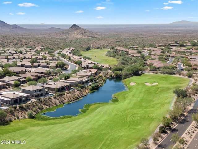 aerial view with a water and mountain view