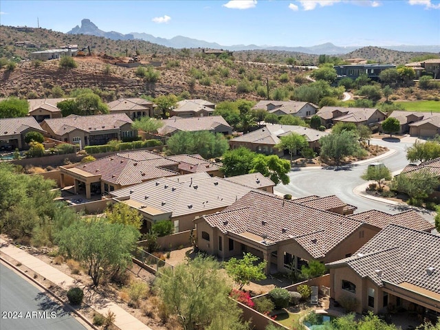 bird's eye view with a mountain view