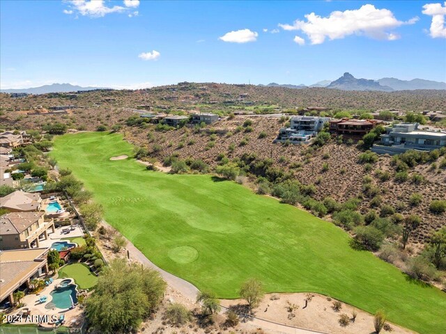 15120 E Vermillion Dr, Fountain Hills, AZ 85268 - birds eye view of property with a residential view, a mountain view, and golf course view