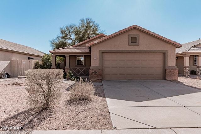 single story home with a garage