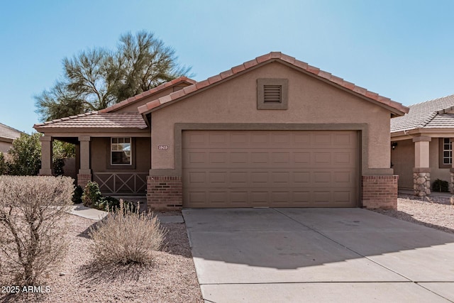 view of front of property with a garage