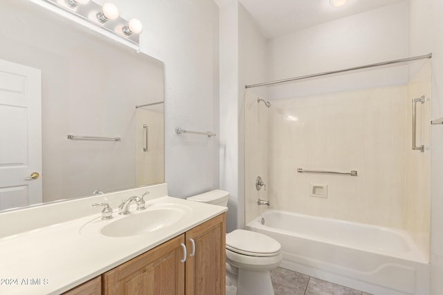 full bathroom featuring vanity, tile patterned flooring, bathtub / shower combination, and toilet