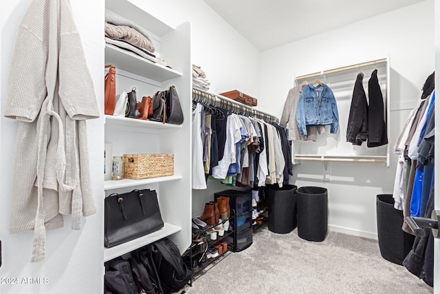 walk in closet featuring carpet