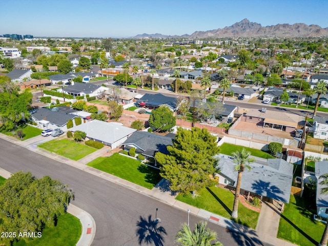 birds eye view of property featuring a residential view and a mountain view