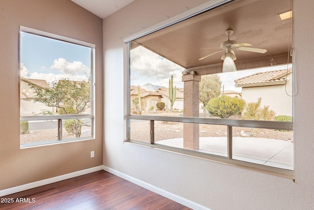 balcony with ceiling fan