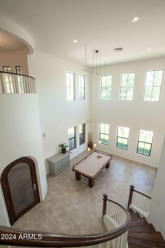 view of yard featuring a mountain view, an outdoor fire pit, and a patio area