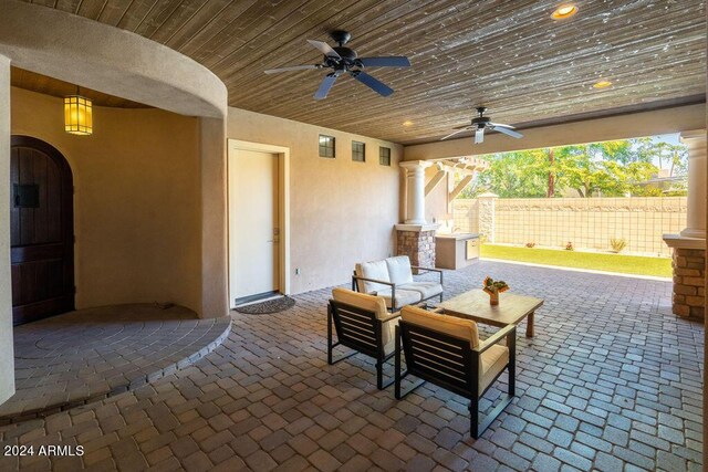 home office featuring light tile patterned floors and plenty of natural light