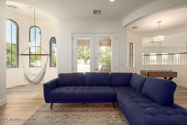 living room with wood-type flooring