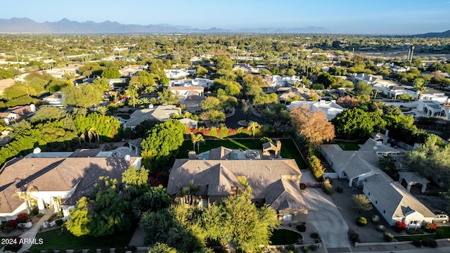 bird's eye view with a mountain view