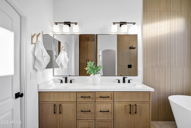 2774 E Valencia St, Gilbert, AZ 85296 - full bathroom with a soaking tub, double vanity, and a shower