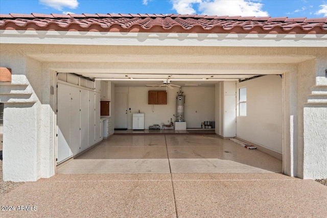 garage with water heater