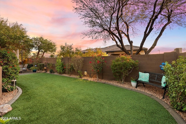 view of yard at dusk