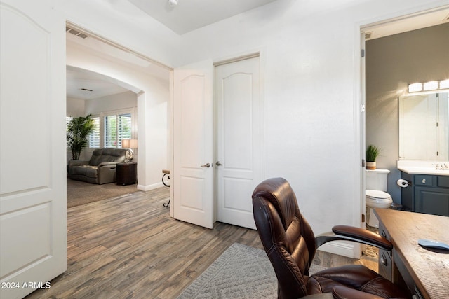 office featuring hardwood / wood-style floors