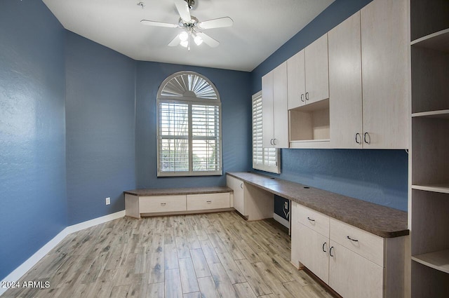 14430 N Agave Dr, Fountain Hills, AZ 85268 - unfurnished office featuring built in desk, light hardwood / wood-style floors, and ceiling fan