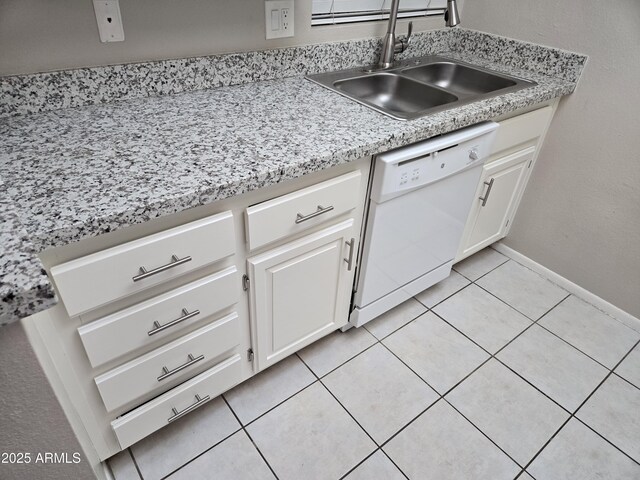 461 W Holmes Ave Unit 360, Mesa, AZ 85210 - kitchen featuring white dishwasher, a sink, light tile patterned flooring, light countertops, and white cabinets