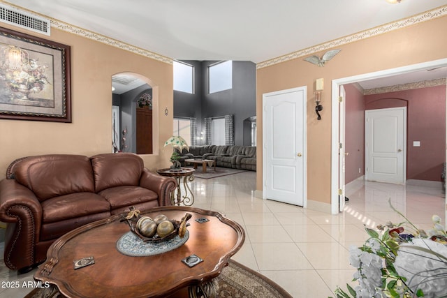 view of tiled living room