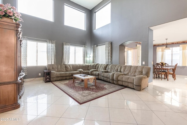 view of tiled living room