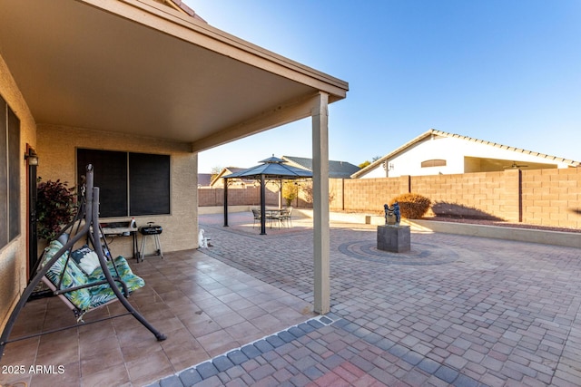 view of patio / terrace featuring a gazebo