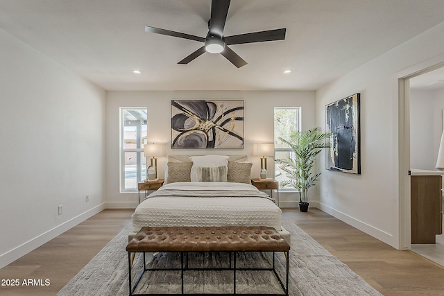 5028 W Shangri La Rd, Glendale, AZ 85304 - bedroom with light wood-style floors, recessed lighting, and a ceiling fan