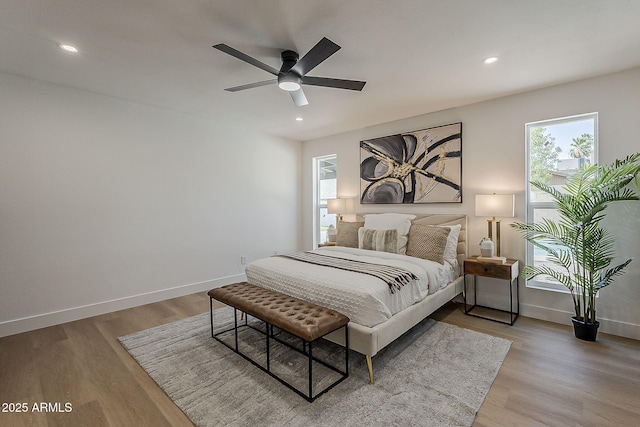 5028 W Shangri La Rd, Glendale, AZ 85304 - bedroom with light wood-style flooring, recessed lighting, and ceiling fan
