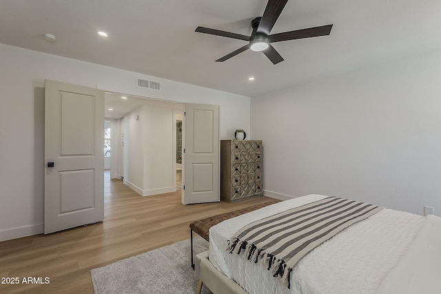 5028 W Shangri La Rd, Glendale, AZ 85304 - bedroom with light wood-style floors, recessed lighting, and a ceiling fan