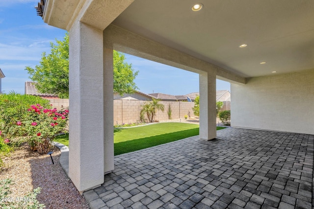 view of patio featuring a fenced backyard