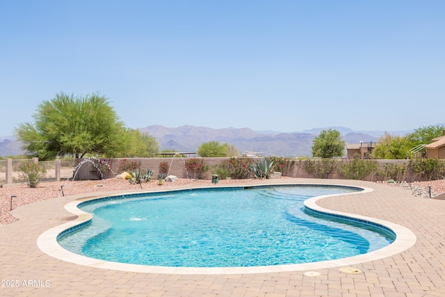 16246 E Gamble Ln, Scottsdale, AZ 85262 - view of swimming pool featuring a mountain view and a fenced backyard