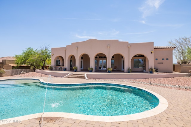 16246 E Gamble Ln, Scottsdale, AZ 85262 - view of pool with french doors and a patio