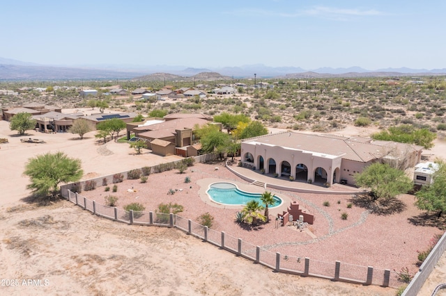 16246 E Gamble Ln, Scottsdale, AZ 85262 - view from above of property featuring a mountainous background and a pool area