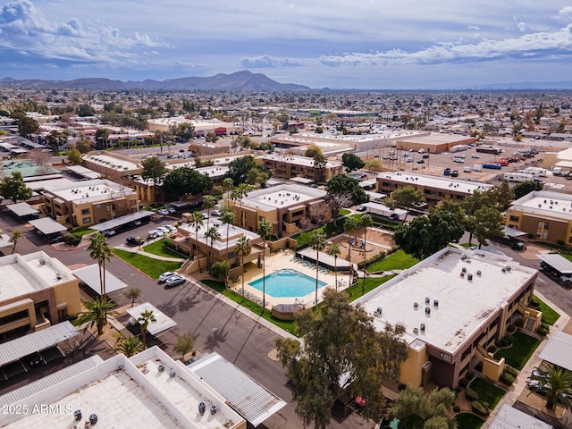 drone / aerial view with a mountain view