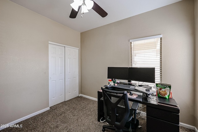6640 W Honeysuckle Dr, Phoenix, AZ 85083 - office area with carpet floors and ceiling fan