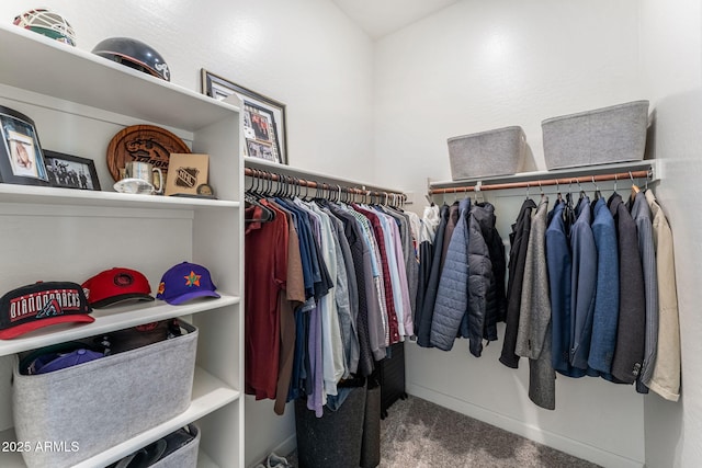 spacious closet with carpet flooring