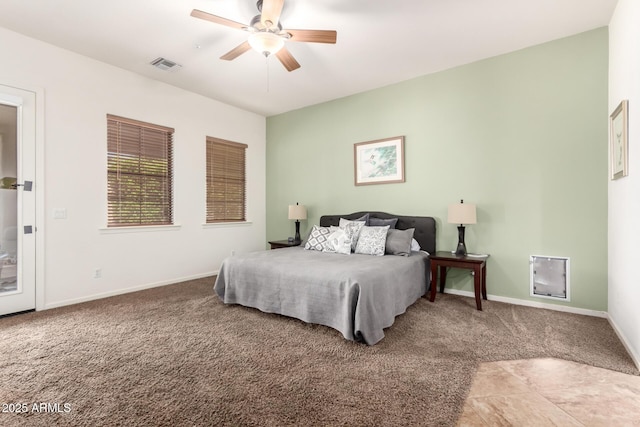 800 W Sycamore Ct, Litchfield Park, AZ 85340 - bedroom featuring visible vents, baseboards, a ceiling fan, and carpet floors
