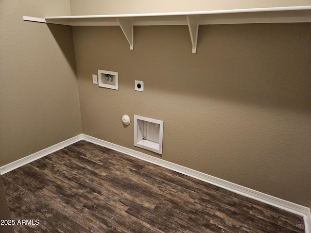 laundry room featuring gas dryer hookup, hardwood / wood-style floors, washer hookup, and hookup for an electric dryer