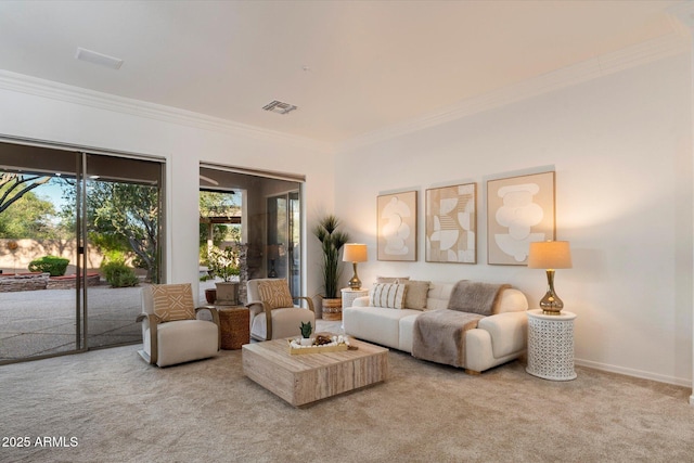 11193 N 121st Way, Scottsdale, AZ 85259 - carpeted living room featuring plenty of natural light and ornamental molding