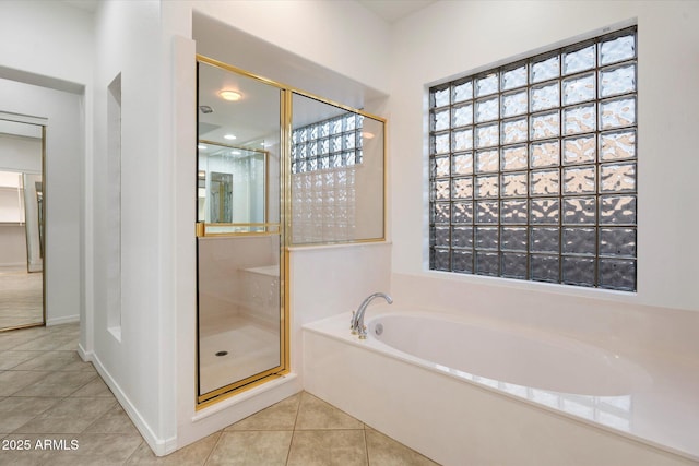 11193 N 121st Way, Scottsdale, AZ 85259 - bathroom featuring a garden tub, tile patterned floors, and a shower stall