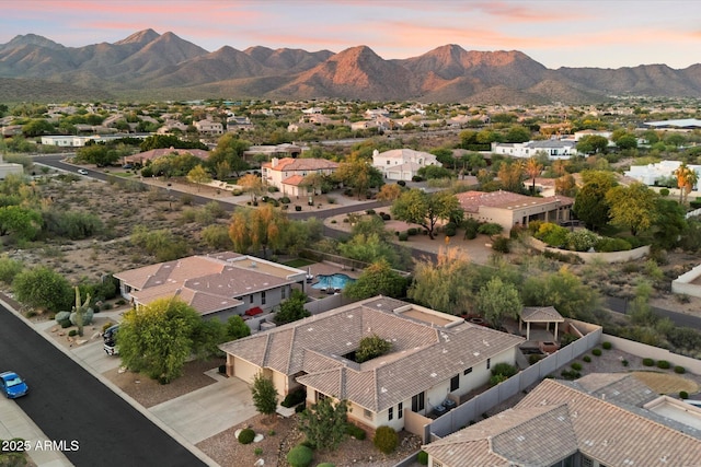 11193 N 121st Way, Scottsdale, AZ 85259 - aerial view at dusk of a mountain view and a residential view