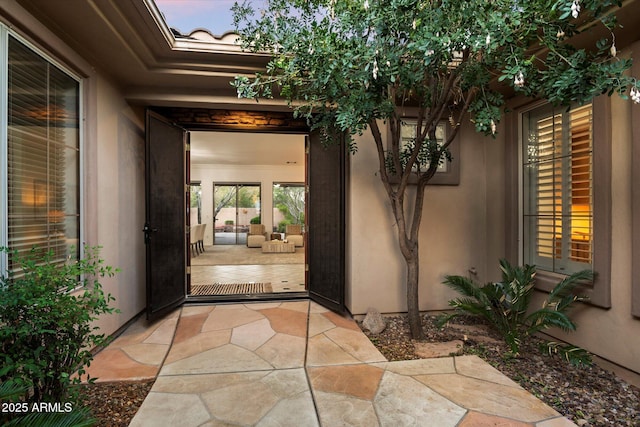 11193 N 121st Way, Scottsdale, AZ 85259 - doorway to property with stucco siding and french doors