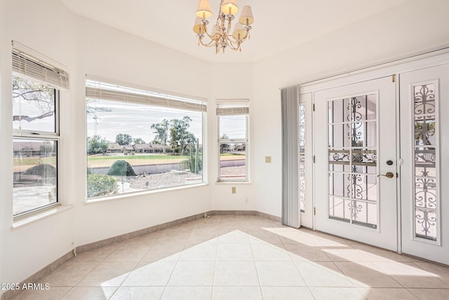 interior space with an inviting chandelier