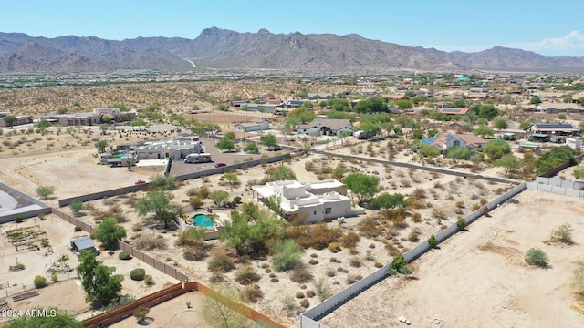 drone / aerial view featuring a mountain view